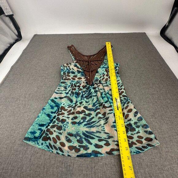 Boston Proper Halter Top Figure Flattering Animal Print Lined Padded Turquoise B - Picture 7 of 16